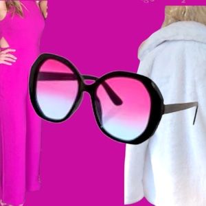 Ryan Simkhai Eyewear JODI Sunglasses Black Frames  Pink Gradient Lenses